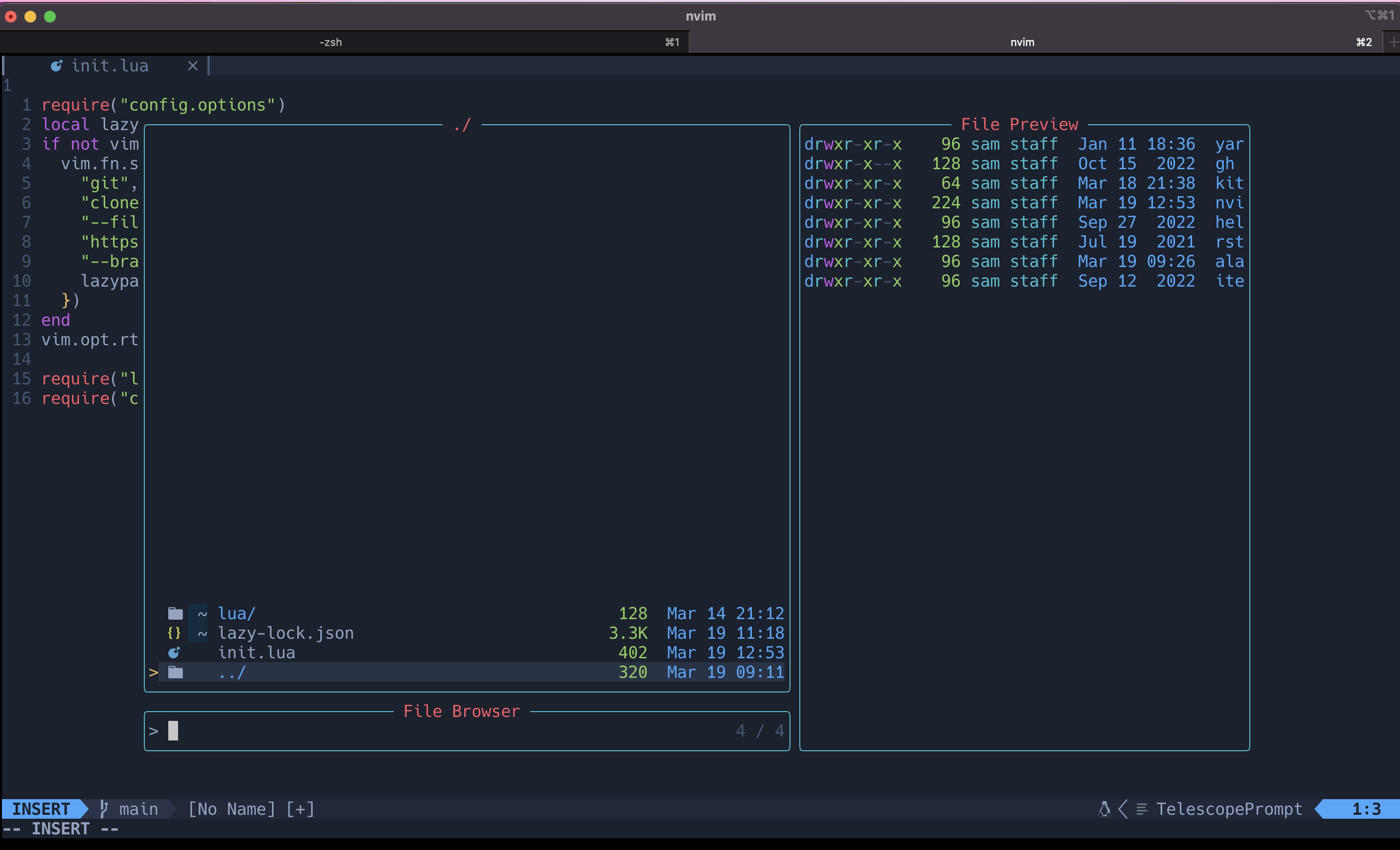 Neovim text editor with file explorer