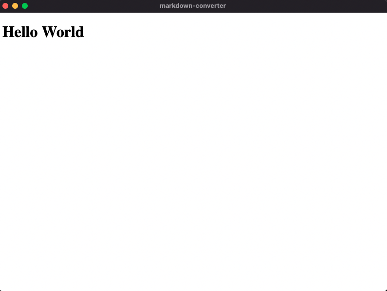 Desktop Application showing the text 'Hello World'